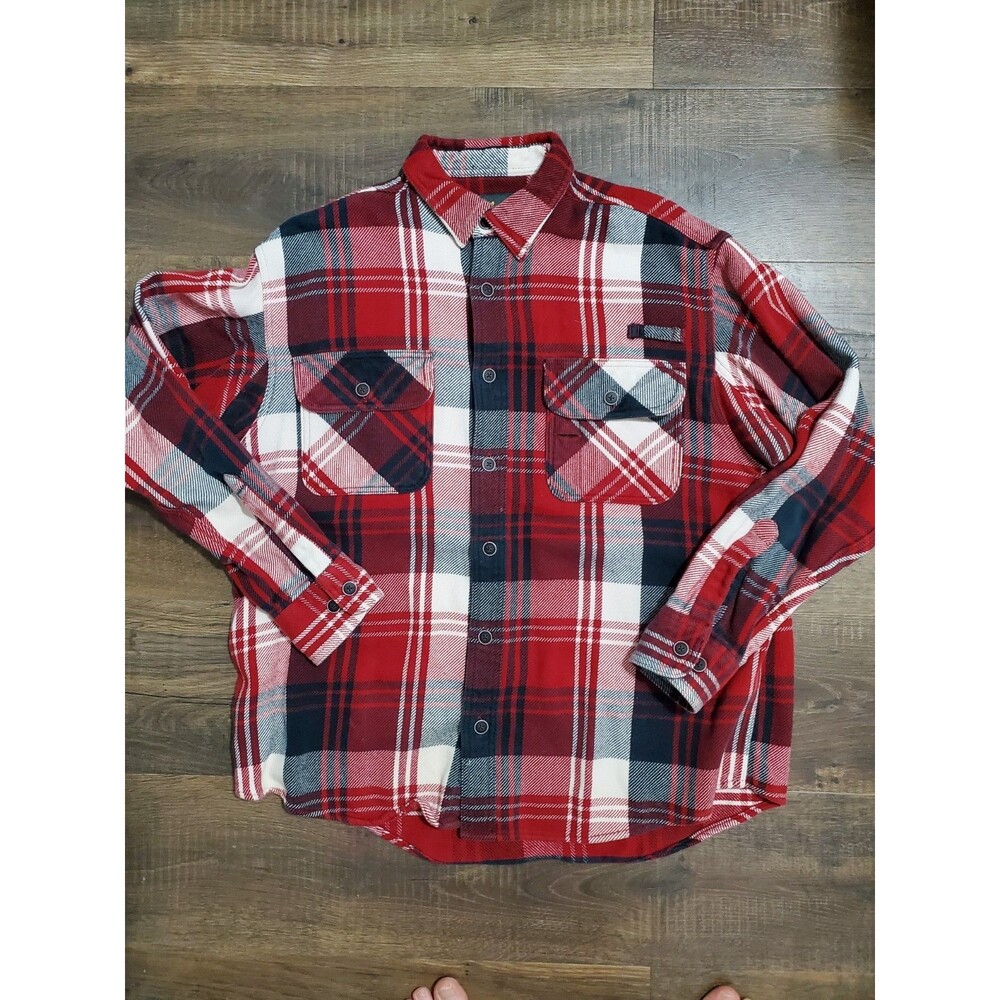 Cabela's Flannel Shirt Size Large Men's Red Button Up Long Sleeve Outdoors